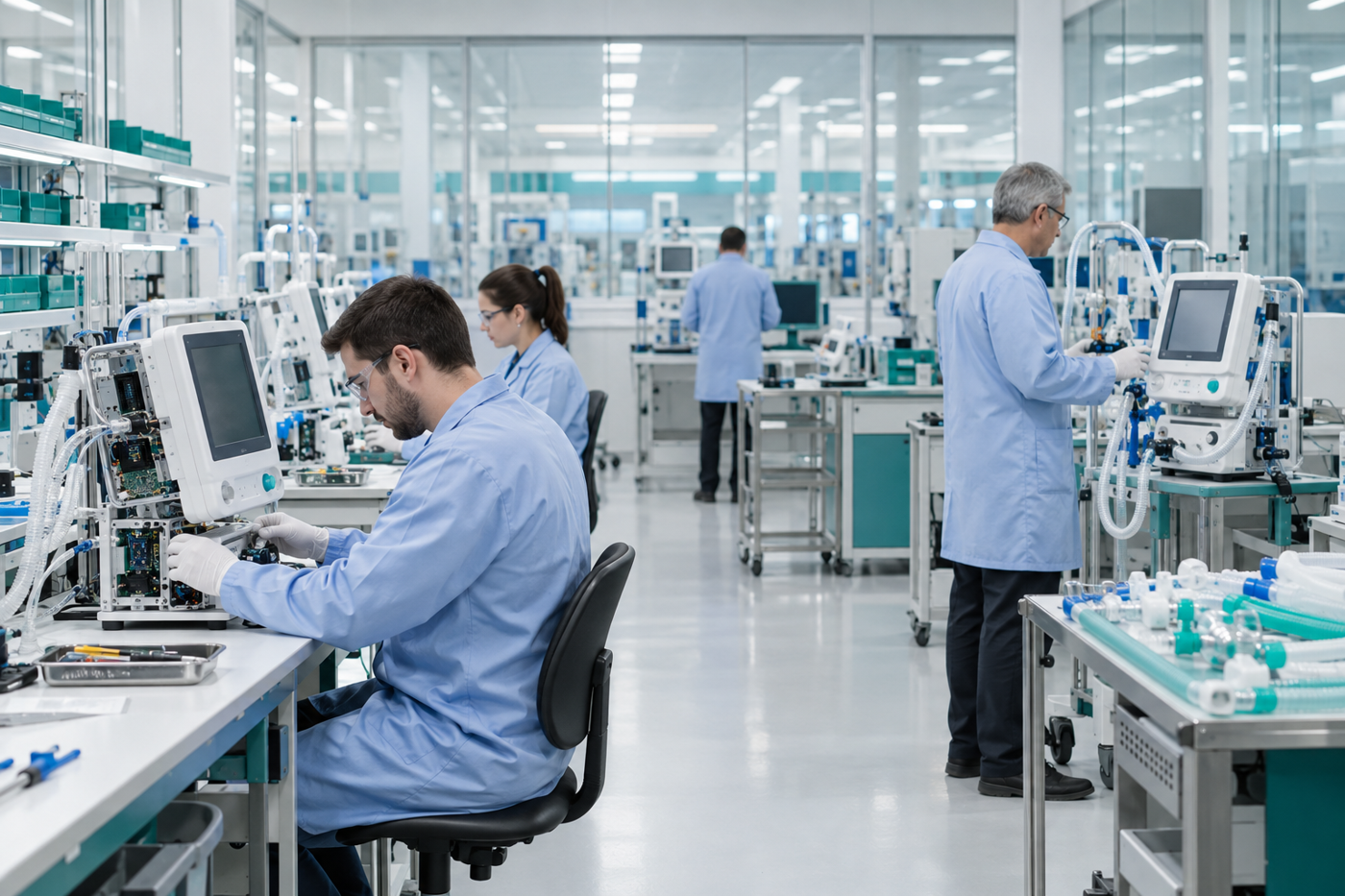 Medical equipment assembly and quality-control facility